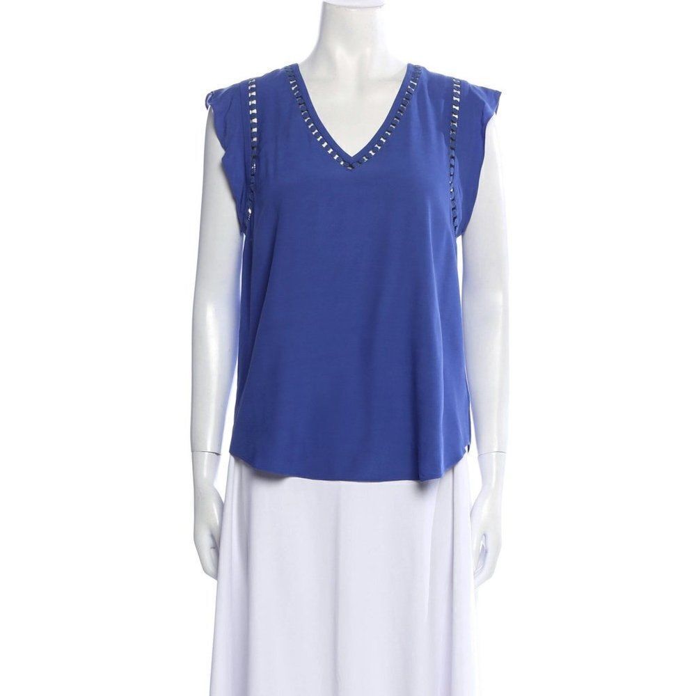Rebecca Taylor Purple Blouse Top Short Sleeve V-Neck Regular Fit Women's Size S